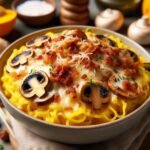 Receita de Abóbora à Carbonara com Queijo e Cogumelos Fritos