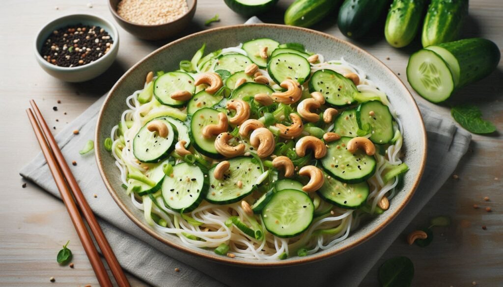 Recette de Salade de Nouilles au Concombre et Aux Noix de Cajou