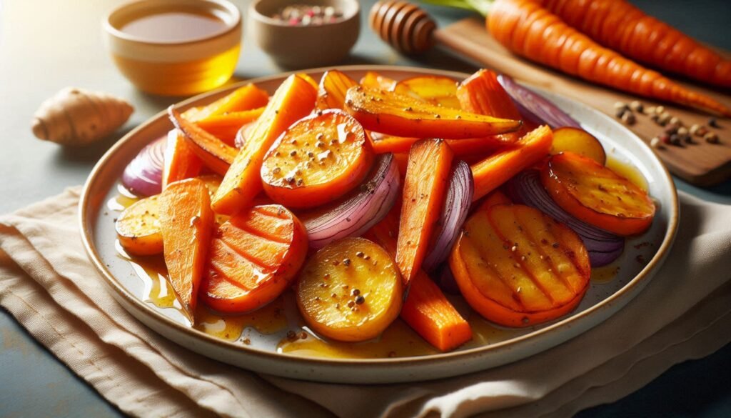 Recette de Carottes, Panais et Patates Douces Rôtis au Miel