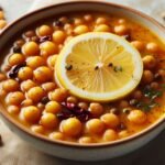 Rezept für zitronig gewürzte Linsen-Kichererbsen-Suppe