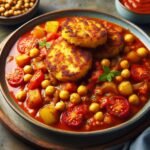 Tomato and Chickpea Curry with Potato Cakes Recipe