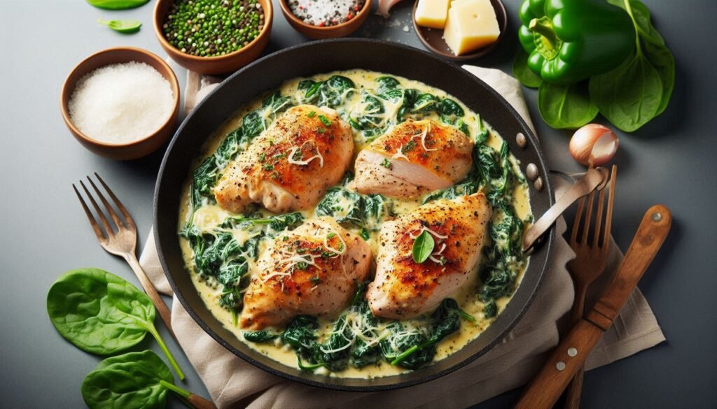 Chicken with Creamy Parmesan & Spinach Sauce Recipe