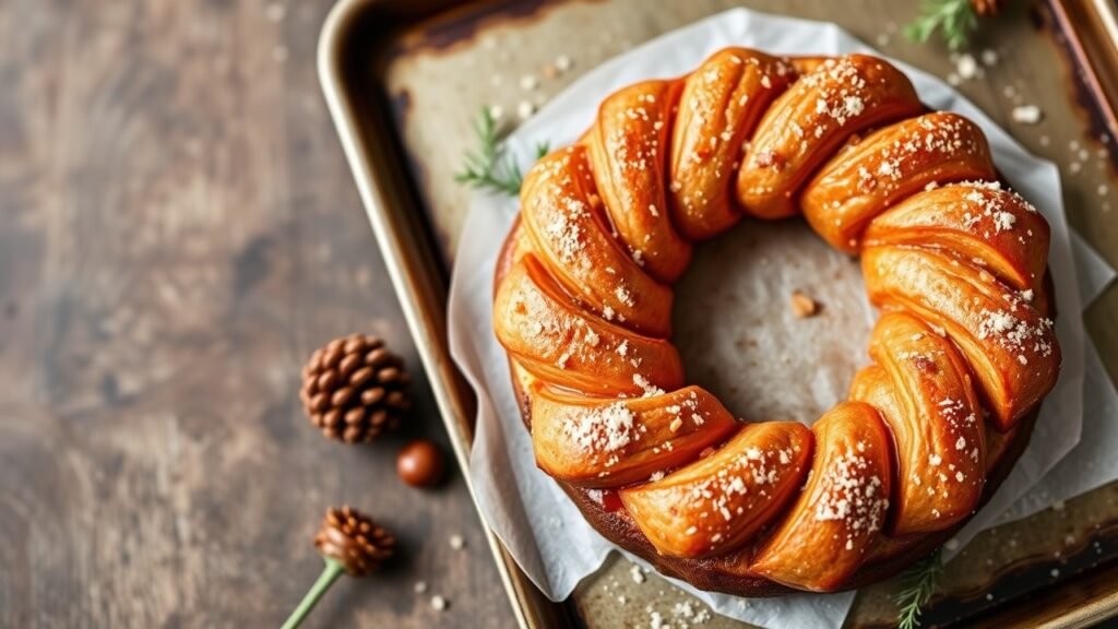 Recette de couronne de Noël à la patate douce et aux châtaignes