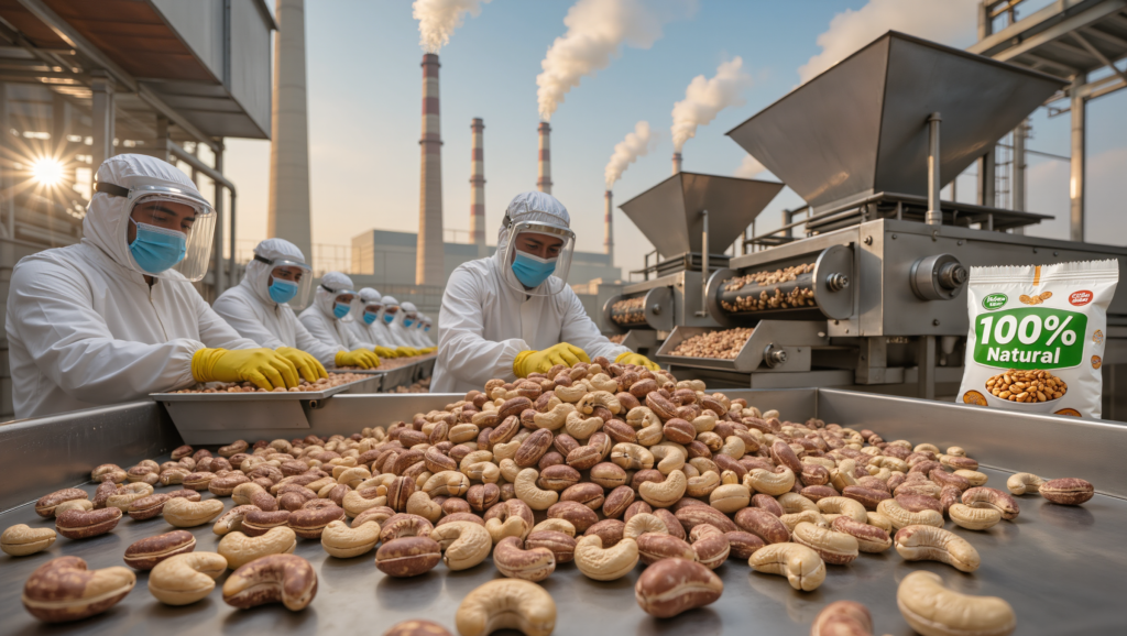 Die bittere Wahrheit hinter manchen „natürlichen“ Cashewkernen: Der industrielle Weg, den deine Cashews nicht sehen wollen