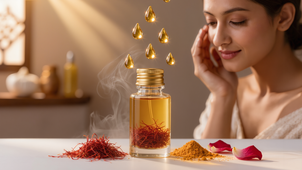 Der verborgene Schatz der ayurvedischen Hautpflege: Kann dieses mit Safran angereicherte Öl wirklich Ihre Haut verwandeln? Lernen Sie das Kumkumadi Tailam Öl kennen